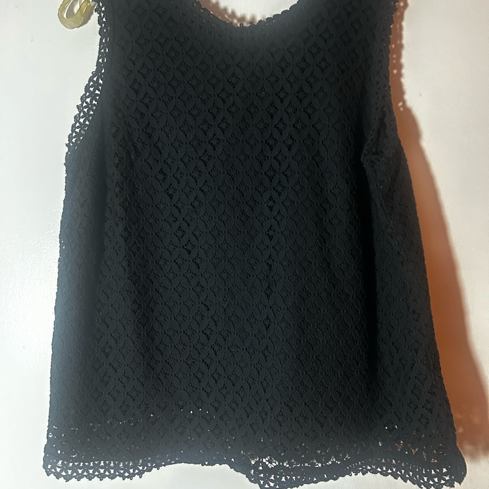 Merona XL Black Lace Sleeveless Top Lined Preppy
